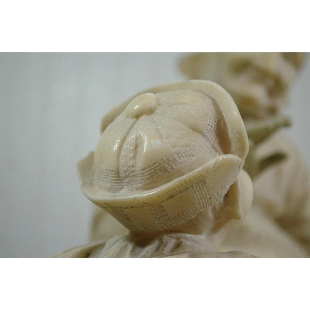 Early 20th Century E Battiglia La Favola Della Nonna Alabaster Italian Sculpture Tale of Grandma For Sale - Image 13 of 13