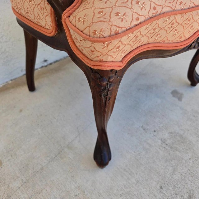 19th Century Antique Art Nouveau Edwardian Carved Walnut Armchair For Sale - Image 16 of 16