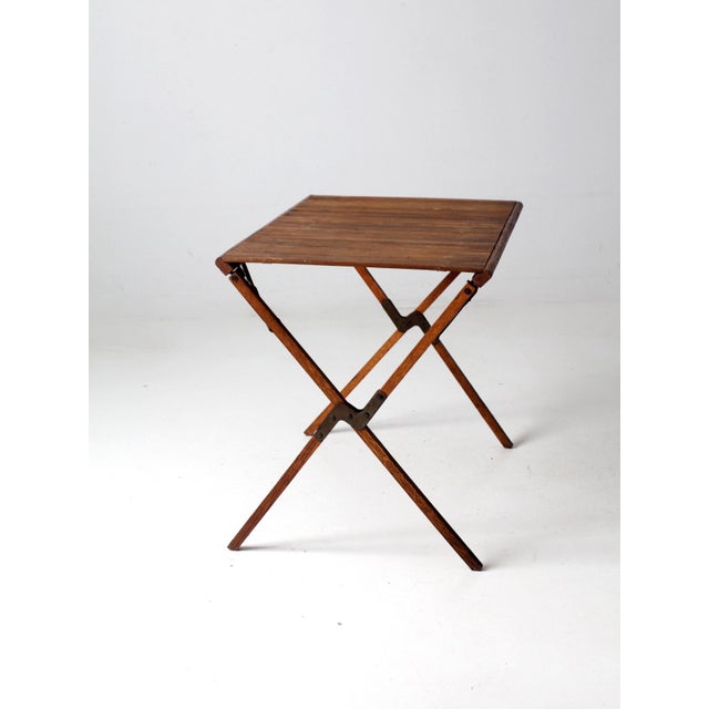 Vintage Wood Folding Table With Roll Top Chairish