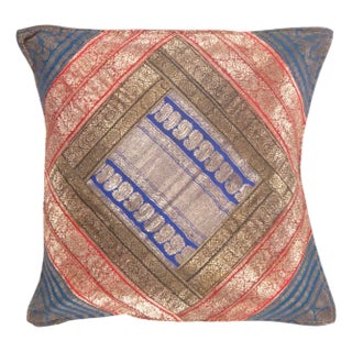 Pasargad DC Vintage Sari Silk Square Pillow Case For Sale