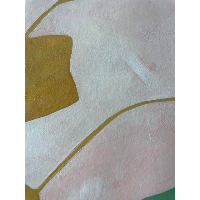 Abstract minimalist botanical acrylic painting on French hand crafted cotton paper. Framed in a gold frame. All works on...