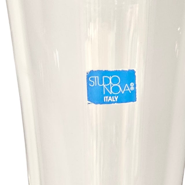 Glass Studio Nova 1996 Italian Crystal Trumpet Pedestal Vase – Modernist Clear Glass For Sale - Image 7 of 8