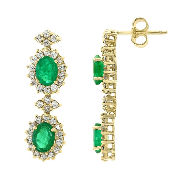 Contemporary 37 Ct Oval Shape Natural Emerald & 22 Carat Diamond Necklace & Earring Suite For Sale - Image 3 of 18