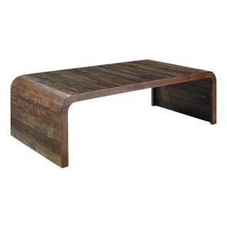 Salvaged Wood Mod Waterfall Coffee Table For Sale
