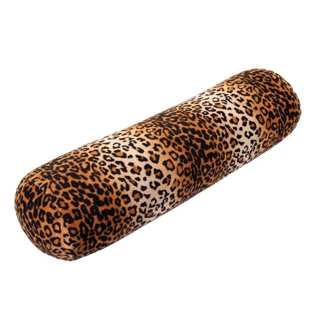 Custom-made pillow in leopard pattern fabric with hidden zipper & feather down insert. The workmanship is excellent. .