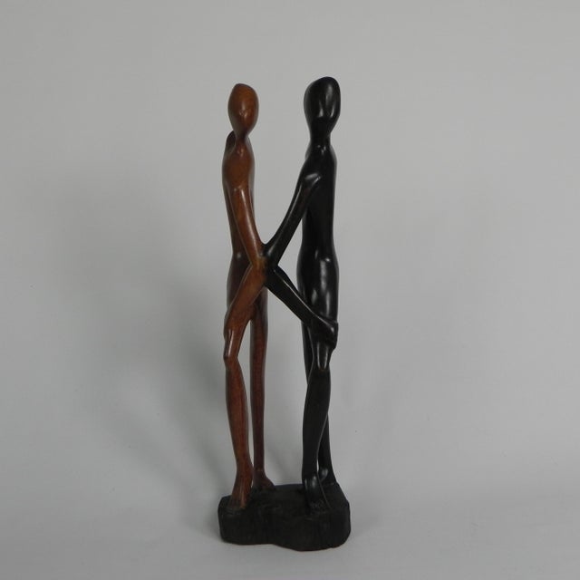 Wooden Statue of Two People, 1950s For Sale - Image 10 of 16