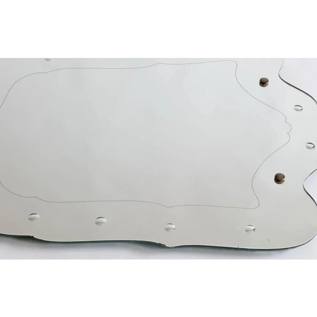1940s Sinuous Etched Shield Shaped Italian Mirror For Sale - Image 5 of 5