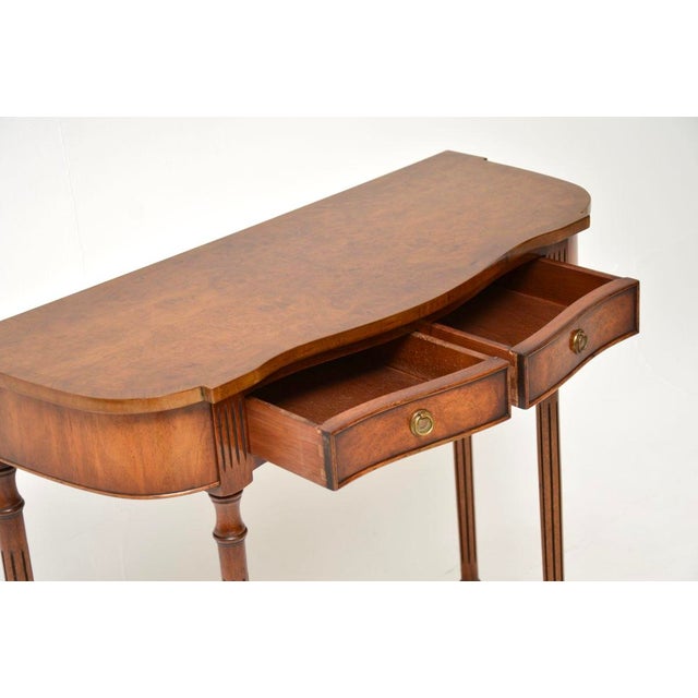 Antique Regency Style Burr Walnut Console Table, 1950 For Sale - Image 10 of 11