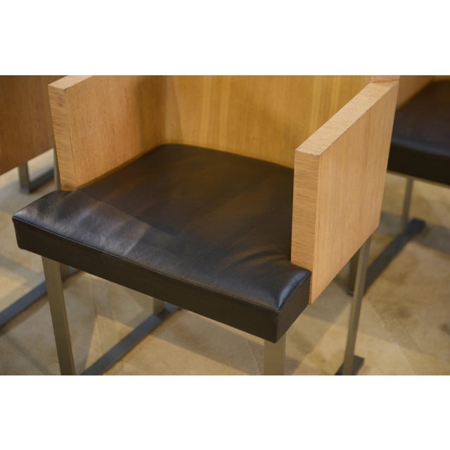 1980s Armchairs in Oak and Leather, 1980s, Set of 6 For Sale - Image 5 of 15