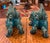 Asian Antique Vintage Turquoise Porcelain Foo Dog Statues - A Pair For Sale - Image 3 of 4