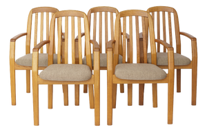 Vintage Danish Oak Armchairs from Dyrlund, 1970s, Set of 5