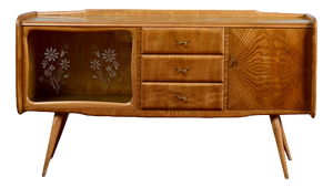 Sideboard with Sliding Bevelled Glass Doors, 1950s