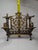 Religious Antique 19th C. Polish Brass Bench Menorah Hanukkah Lamp Lions Birds Openwork For Sale - Image 3 of 18