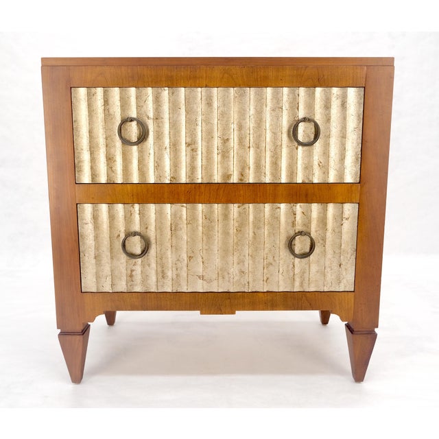 Baker Slate Top Silver Leaf Scallop Front Two Drawers Night Stand End Table MINT For Sale - Image 11 of 16