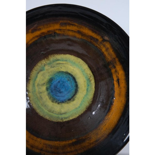 Brown Vintage Ceramic Wall Plate, 1960s For Sale - Image 8 of 9