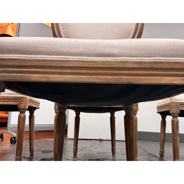 Van Thiels for Restoration Hardware French Contemporary Round Fabric Dining Side Chairs, Set of Four For Sale - Image 10 of 12