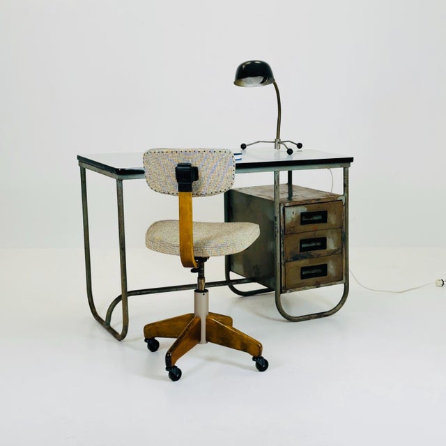 Industrial Bauhaus Tubular Steel Desk from Vichr & Co., 1930s For Sale - Image 11 of 11