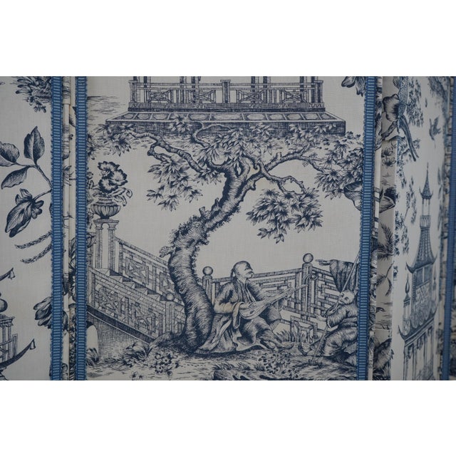 Textile Stunning Chinoiserie Upholstered 6 Panel Folding Screen For Sale - Image 7 of 13