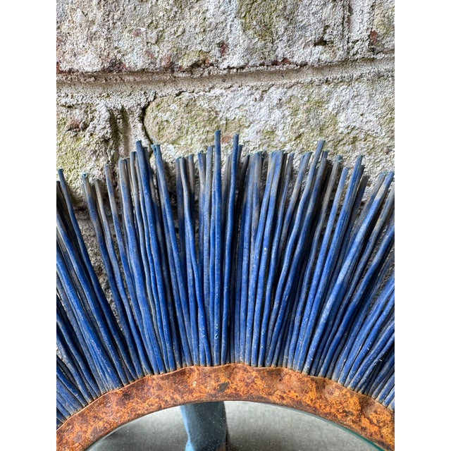 Metal Vintage Salvage Round Wall Mirror For Sale - Image 7 of 10