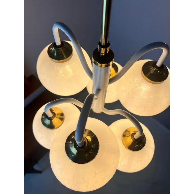 Chandelier with 6 Glass Balls, 1970s For Sale - Image 3 of 11