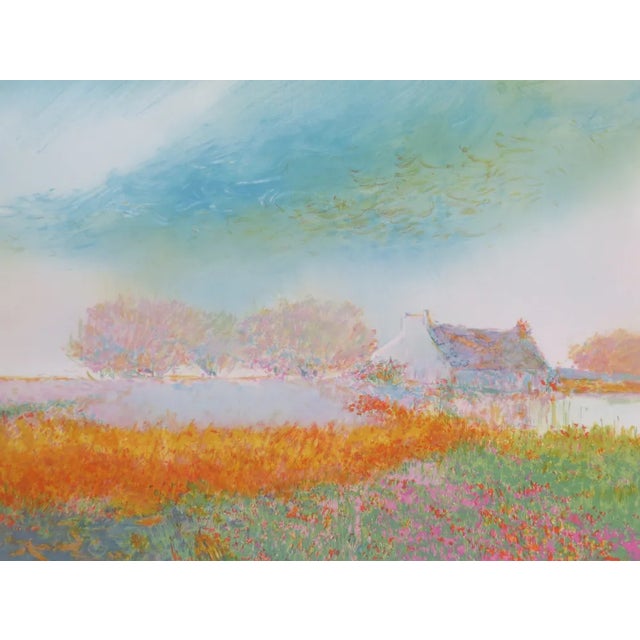 Claude manoukian (1936-) the farm at saint-aubin lithography signed, dedicated in pencil by hand by the artist justified...