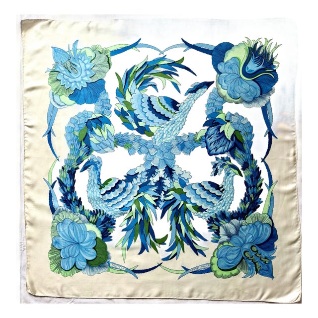 Hermès Tahiti 1971 Silk Scarf Designed by Latham Caty For Sale