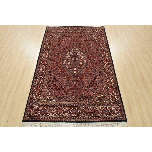 Farmhouse Fine Bidjar Rug 4’8” X 6’10” Red Wool Traditional Hand-Knotted Oriental Carpet For Sale - Image 3 of 13
