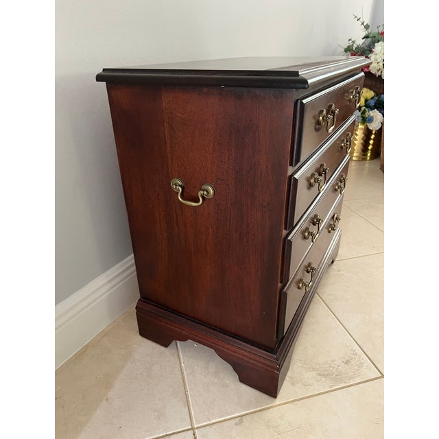 Wood Vintage Bachelor Chest Nightstand End Table 4 Chest of Drawers For Sale - Image 7 of 9