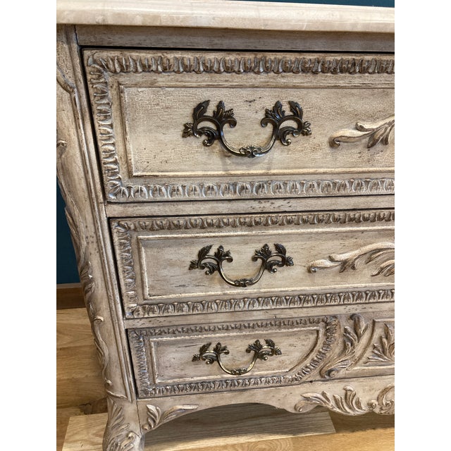 Gustavian Style Vintage Carved Chest of Drawers With Brass Pulls For Sale In Oklahoma City - Image 6 of 13