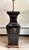 Vintage Asian Chinoiserie Black Glazed Ceramic Foo Dog Table Lamps Large Matching Pair For Sale - Image 4 of 11