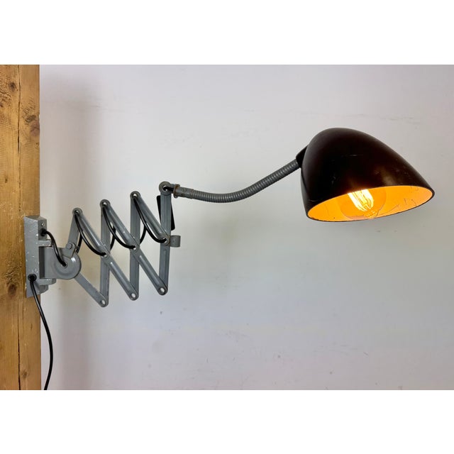 Industrial Grey Scissor Wall Lamp from Elektroinstala, 1960s For Sale - Image 15 of 18