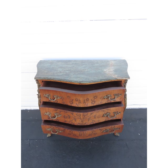 French Marble Top Bombay Serpentine Inlay Commode Dresser Bathroom Vanity 6433 For Sale In Miami - Image 6 of 18
