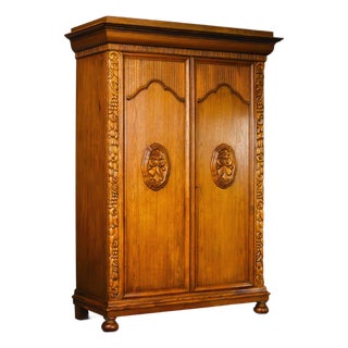 Art Nouveau Wardrobe in Oak For Sale
