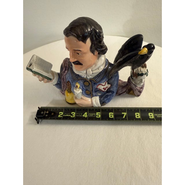 1990s Fitz and Floyd Edgar Allan Poe Character Jug With Raven – Literary Figural Pitcher For Sale In Mobile - Image 6 of 9