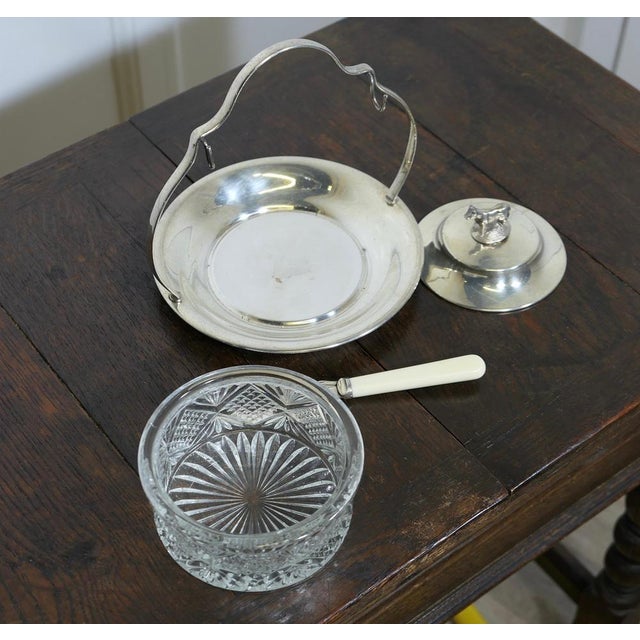 1920s Silver Plated and Glass Butter Dish, 1920s For Sale - Image 5 of 8