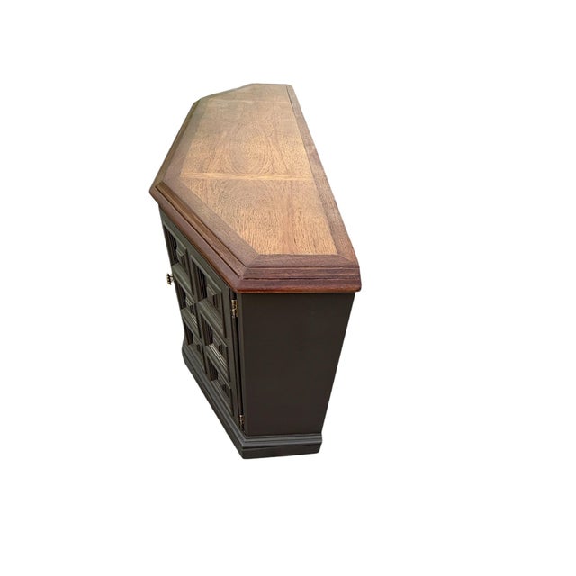 Wood Vintage Drexel Mid-Century Modern Bronze & Walnut Credenza For Sale - Image 7 of 13