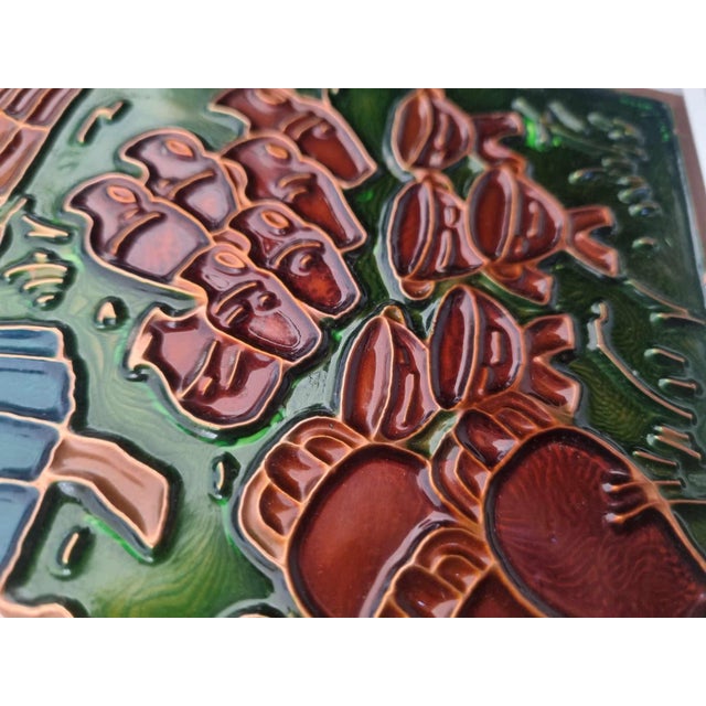 Art Deco Enameled Copper Bas-Relief, Greece, 1950s For Sale - Image 4 of 10