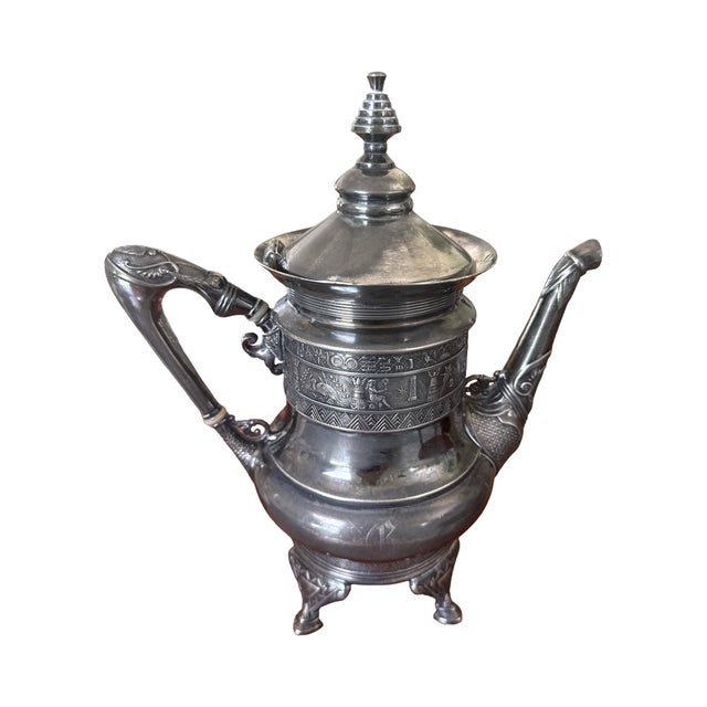 Late 19th Century Victorian Egyptian Revival Derby Silver Co. Quadruple Plate Coffee Pot, C. 1875-1898 For Sale - Image 5 of 17
