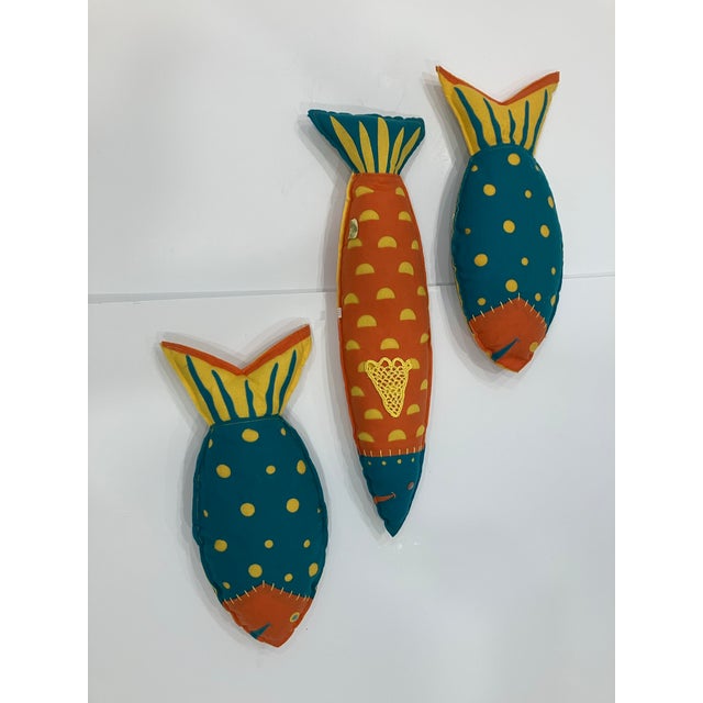 Textile 1990s Set of 3 Fish Pillows For Sale - Image 7 of 9