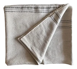 Belgian Linen and Wool Throw Natural With Black Stripes