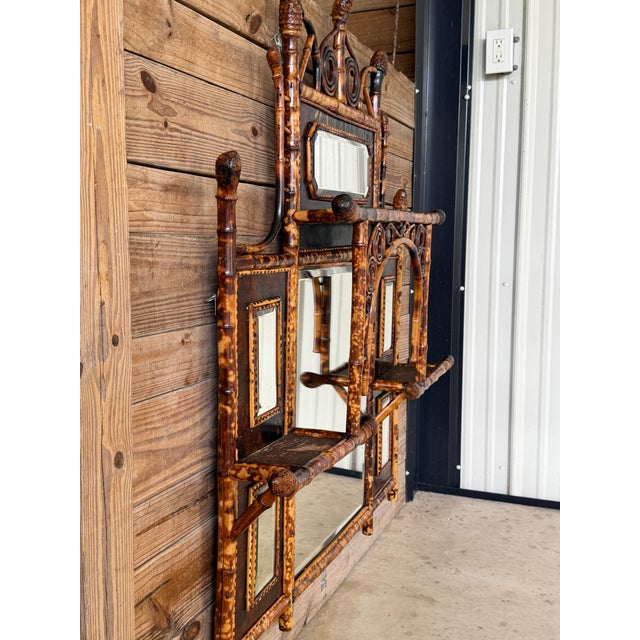 Late 19th Century English Aesthetic Movement Bamboo Étagère Mirror With Japanned Panels and Shelves For Sale - Image 11 of 12