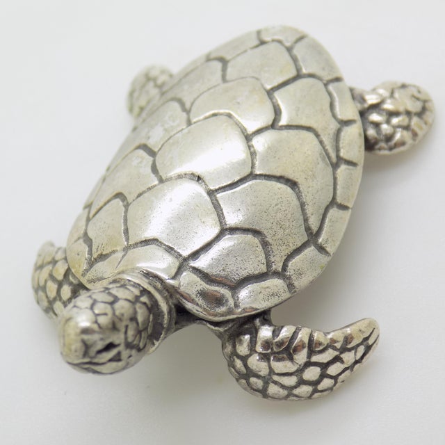 1980s Vintage Italian Handmade Genuine Silver Sea Turtle Caretta Caretta Figurine, 1980s For Sale - Image 5 of 13
