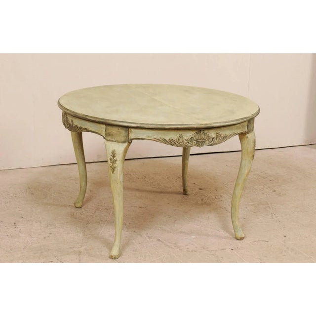 Rococo Swedish Rococo Style Round Painted and Carved Wood Centre Table For Sale - Image 3 of 11
