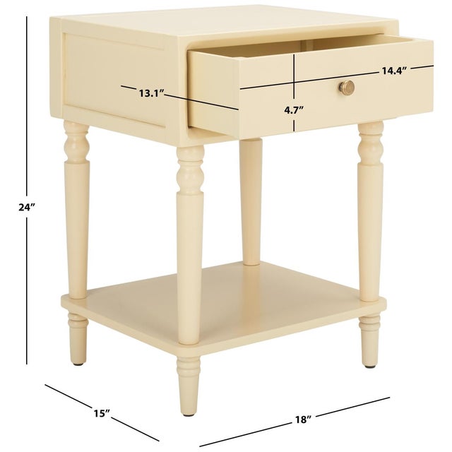 Traditional Siobhan Accent Table with Storage Drawer in Vanilla For Sale - Image 3 of 10