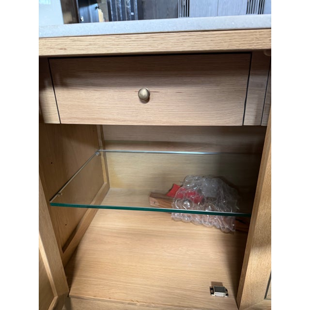 Global Views Directoire Console Oak With Marble Rop For Sale - Image 9 of 10