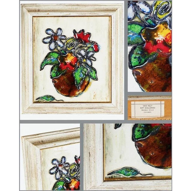 Wood Glass Enamel Floral Art | Van Pelt Galleries | H Jacobson For Sale - Image 7 of 8