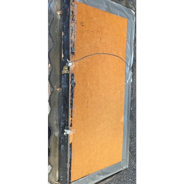 Industrial Mid 20th century Industrial Brutalist Hand-Welded Steel Wall Mirror For Sale - Image 3 of 5