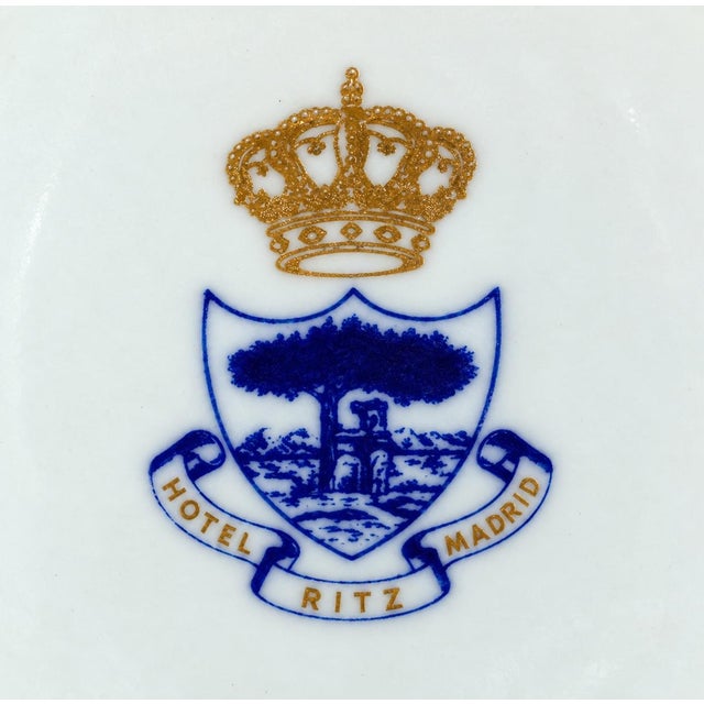 Mid-Century Modern Vintage Hotel Ritz Madrid Spain Porcelain Ashtray Catchall Dish For Sale - Image 3 of 13