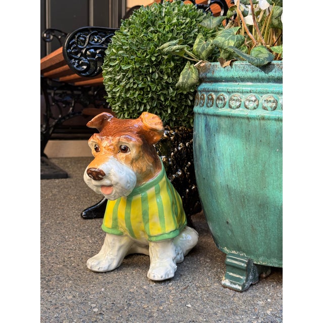 Vintage Ceramic Boston Terrier in Preppy Striped Sweater For Sale - Image 17 of 18