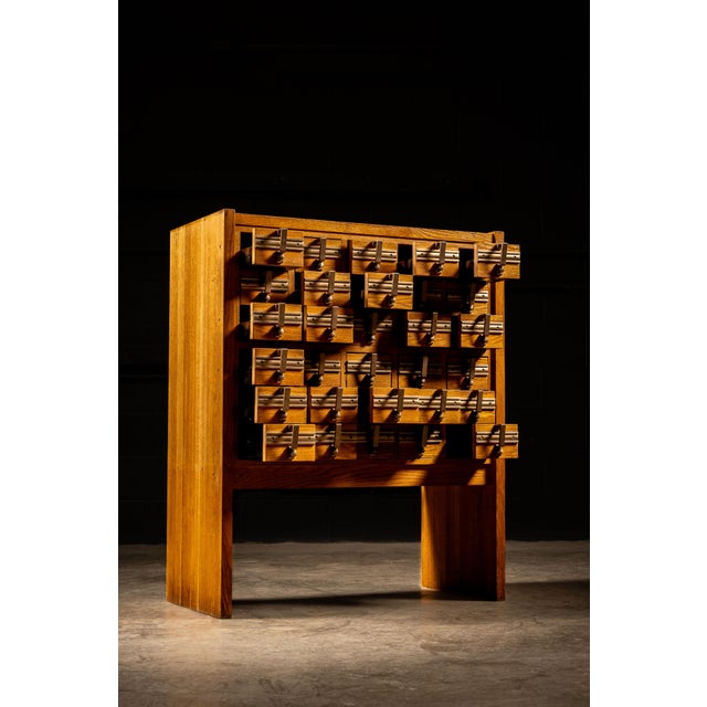 Mid 20th Century Mid-Century 30-Drawer Oak Card Catalog For Sale - Image 5 of 9